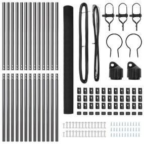 Conjunto de Postes de Cerca Conjunto de 2 Cinzento