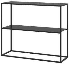 Mesa Consola Estilo Industrial Mesa de Entrada com Prateleira Estrutura de Aço e Desenho Anti-Tombo 90x30x75 cm Preto