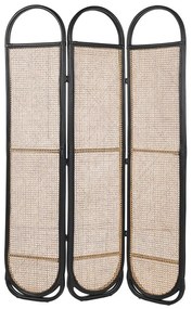 Biombo com 3 painéis em rattan natural e preto 118 x 180 cm CORTONA Beliani