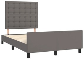 Estrutura de cama sem colchão 120x190cm couro do falso cinzento