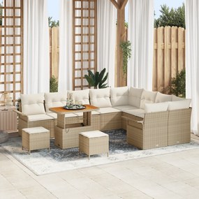 Conjunto de Sofá de Jardim vidaXL 12 Peças com Almofadas Vime Poliéste