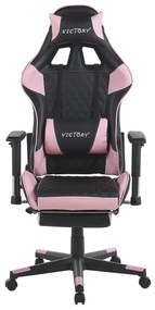 Cadeira gaming em pele sintética rosa e preta VICTORY Beliani