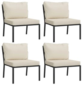 9 pcs conjunto lounge de jardim aço c/ almofadões areia