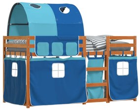 Beliche com cortinas 75x190 cm madeira de pinho maciça azul