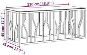 Mesa de centro 110x45x45 cm aço inoxidável e vidro dourado