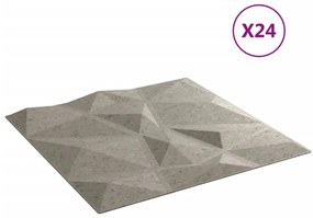 Painéis de parede 24 pcs 50x50cm 6m² XPS diamante cinza-cimento