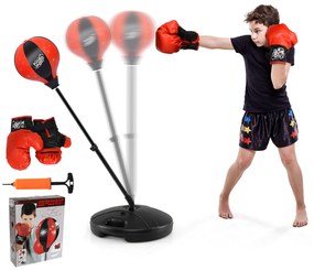 Conjunto de brinquedos para saco de pancadas com suporte ajustável para crianças, com luva de boxe e base - rosa