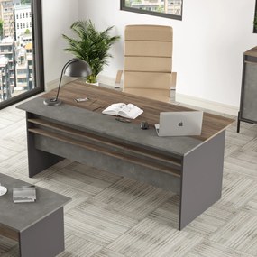Secretária VS1 – Castanho/Cinzento/Antracite – 180x75x89,5 cm