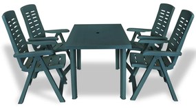 vidaXL Conjunto de jantar de exterior 5 pcs plástico verde