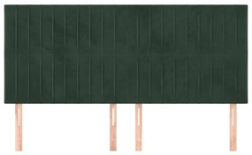 Cabeceira de cama 4 pcs veludo 80x5x78/88 cm verde-escuro