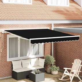 vidaXL Toldo Retrátil Manual Preto 300x250 cm