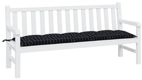 Almofadão p/ banco jardim 180x50x7cm tecido oxford xadrez preto