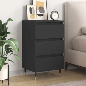 vidaXL Mesa de cabeceira 40x35x69 cm derivados de madeira preto