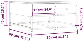 Mesa de centro 80x80x40 cm derivados de madeira cinzento sonoma