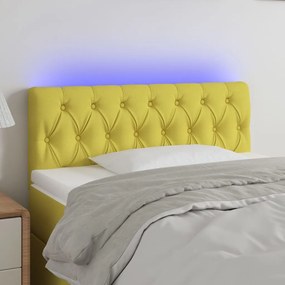 vidaXL Cabeceira de cama c/ luzes LED tecido 90x7x78/88 cm verde