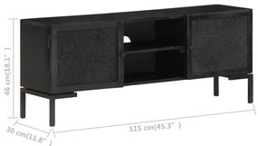 Móvel de TV 115x30x46 cm madeira de mangueira maciça preto