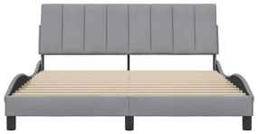 Estrutura de cama sem colchão 160x200 cm tecido cinzento-claro