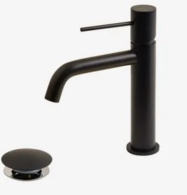 Conjunto De Torneira De Pia De Latão Click-clack E Válvula De Drenagem Orveta Preto Mate & ?20 Cm & Válvula Com Transbordo - Sklum