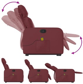 Poltrona massagens reclinável couro artificial vermelho tinto