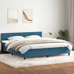 vidaXL Cama com molas colchão 200x210 cm veludo azul-escuro