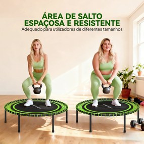 Trampolim de Fitness Adultos Ø114 cm com Estrutura de Aço Reforçada para Treino de Pernas Corpo Verde e Preto