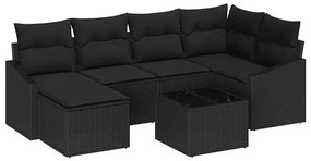 Conjunto de Jantar de Jardim com 7 Peças e Almofadas Beiges em Rattan