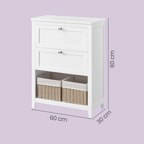 Armário de casa de banho com 2 gavetas 30 x 60 x 80 cm Branco