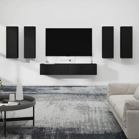 vidaXL Conjunto móveis de TV 6 pcs madeira processada preto