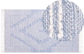Tapete em algodão azul e branco 80 x 150 cm ANSAR Beliani