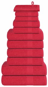 vidaXL 12pcs Conjunto toalhas banho 360 gsm 100% algodão vermelho