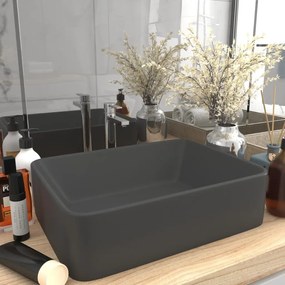 147049 vidaXL Lavatório luxuoso 41x30x12 cm cerâmica cinzento-escuro mate