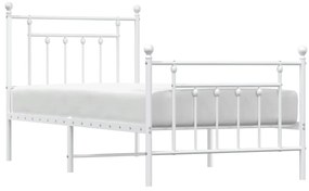 Estrutura de cama com cabeceira e pés 90x200 cm metal branco