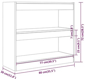 Estante/divisória 80x30x72 cm cor carvalho fumado