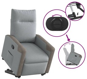 Poltrona reclinável elevatória tecido cinzento-claro