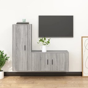3188732 vidaXL Conjunto móveis de TV 2 pcs madeira processada sonoma cinza