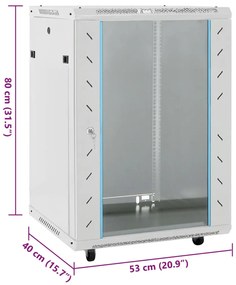 Armário bastidor 15U 19" IP20 60x45x86 cm cinzento