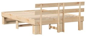 Estrutura da Cama com cabeceira Castanho 140 x 200 cm