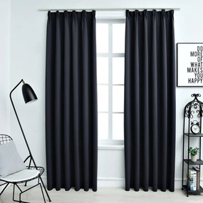 134424 vidaXL Cortinas blackout com ganchos 2 pcs 140x245 cm antracite