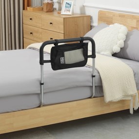 Barra de apoio para cama com barreira de segurança, proteção e pega ajustável em 5 alturas, com bolso de arrumação – 87 x 51,5 x 45-55 cm