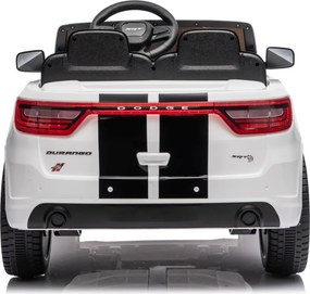 Carro elétrico para Crianças 2 a 5 anos, 12V Dodge Durango Rodas de espuma EVA, assento Couro ecológico e Comando Branco