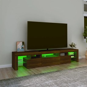 Móvel de TV com luzes LED 200x36,5x40 cm cor carvalho castanho