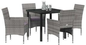 Conjunto de Jantar de Jardim 5 Peças em Rattan Sintético Cinza