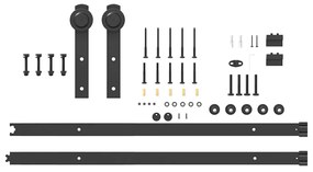 Kit de ferragens para porta deslizante 200 cm aço preto