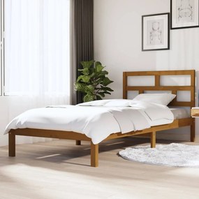 vidaXL Estrutura de cama 90x200 cm pinho maciço castanho mel