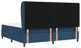 Cama com Estrado e Colchão - Azul, 200x200 cm, Tecido