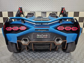 Carro elétrico infantil 3 a 7 anos Lamborghini Sián para 2 pessoas, 24V, 4x4, Pneus EVA, Controlo Remoto Azul