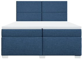 Cama com molas/colchão 200x200 cm tecido azul