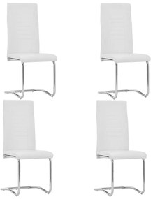 vidaXL Cadeiras de jantar cantilever 4 pcs couro artificial branco