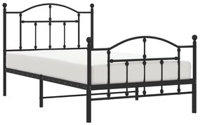 Estrutura de cama com cabeceira e pés 100x190 cm metal preto