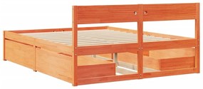 Cama sem colchão 160x200 cm madeira pinho maciço castanho-mel